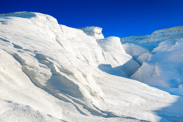 White chalk cliffs in Sarakiniko, Milos island, Cyclades, Greece