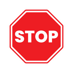 Stop icon sign isolated on white background. Red Stop and Warning Sign Icon. Traffic sign. Vector illustration.
