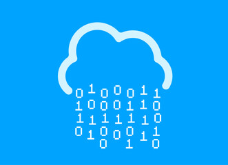 Binary server cloud rain illustration