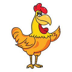 Funny rooster cartoon vector coloring page