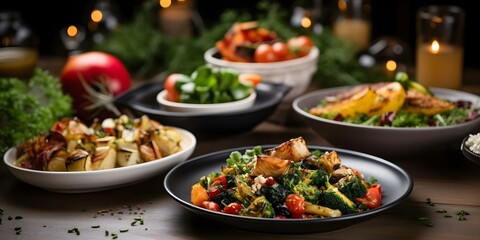 A photo showcasing menus catering to various dietary needs in a restaurant. Concept Restaurant Menus, Dietary Options, Food Selections, Healthy Choices, Culinary Offerings