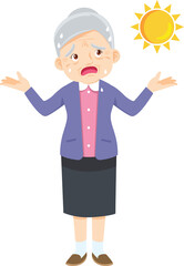 elderly tired thirsty heat of summer sun