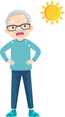 elderly tired thirsty heat of summer sun