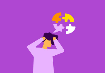 Man having confusion due to mental health issues illustration