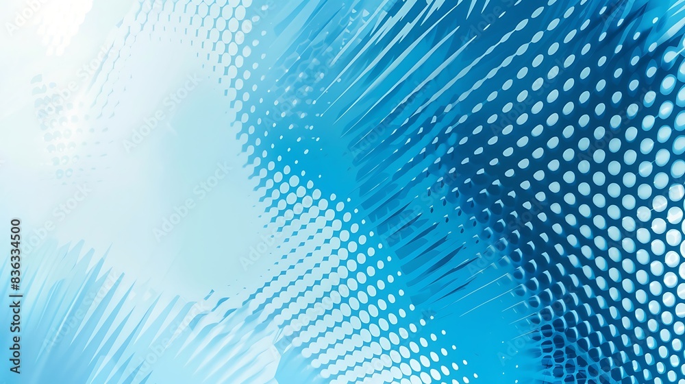 Wall mural geometric style abstract halftone background with a calming blue hue.