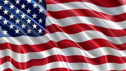 Fototapeta premium Patriotic American flag rendered with advanced techniques, showcasing dynamic movement and vibrant colors. Perfect for national pride and modern art themes