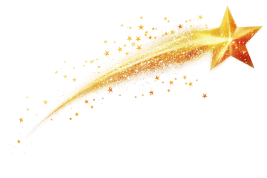 Yellow Shooting Star Streaking Across Sky Isolated on Transparent Background