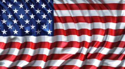 Realistic 3D render of the USA flag, capturing the essence of American patriotism with vibrant colors and detailed textures. Ideal for themes of national heritage and pride