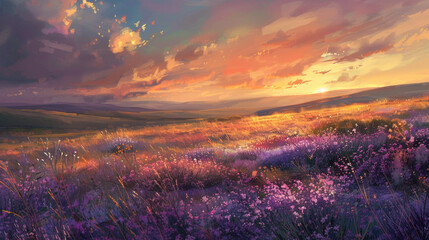 Beautiful wild flowers chamomile, purple wild peas, butterfly flower background design.