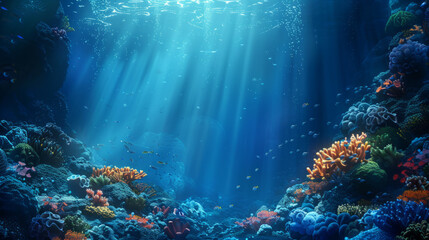 Fototapeta premium Underwater view of the coral reef. Ecosystem. Life in tropical waters.