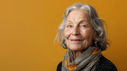 Closeup portrait of headshot happy, smiling, laughing senior old woman or grandmother, isolated white background. Positive human emotions, facial expressions