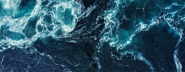 Waves of water of the river and the sea meet each other during high tide and low tide. Whirlpools of the maelstrom of Saltstraumen