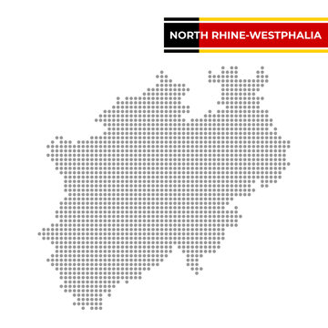 Dotted map of the State of North Rhine-Westphalia in Germany