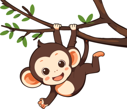 a cute funny monkey cartoon illustration.
