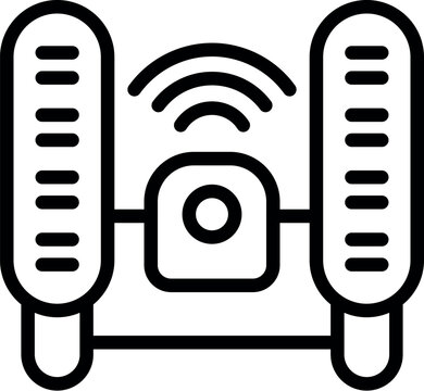 recommend clip art: Outlined wireless router line icon with vector illustration in black and white for internet and wifi technology network connectivity