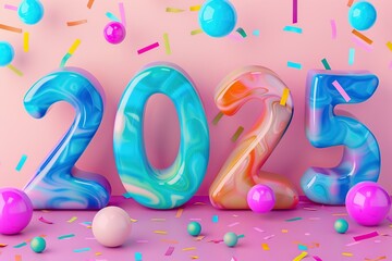 Fototapeta premium Happy New Year 2025, celebrating New Year holiday