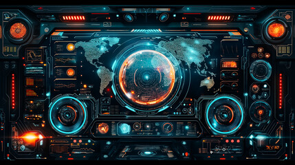 Futuristic Digital Interface, Abstract Background. Technology, Business, Finance, Science. High Tech Holographic Virtual Display, Intuitive User Experience, Data Analysis, Innovation, Work, Success