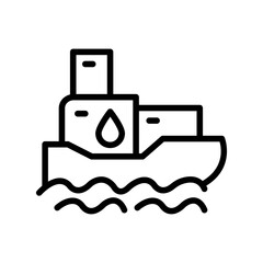 Oil ship line icon. Oil industry icon. Oil industry icon isolated on white background. Transparent background, minimalist symbol. Vector images