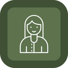 Woman Line Green Box Icon