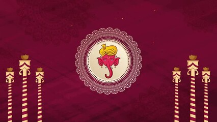 Beautiful Indian Wedding Invitation Card Template Animated Background with Bride and Groom faceless charaters. 