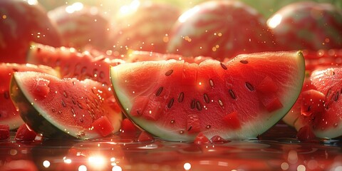 Fresh Summer Watermelon Slices, generative ai