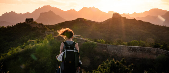 tourist  at the great wall of China