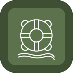 Life Saver Line Green Box Icon