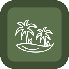 Obraz premium Palm Tree Line Green Box Icon