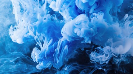 Fototapeta premium Blue Smoke and Blue Paint Swirling in Water on Different Backgrounds