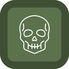 Skull Line Green Box Icon