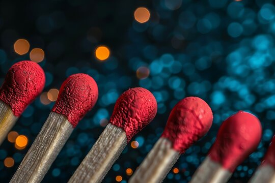 A row of assembled matches