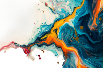 Colorful Abstract Painting Isolated on Transparent Background