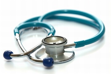 Stethoscope blue handle white surface medical tool healthcare