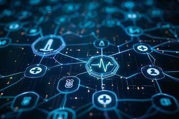 A digital network of interconnected people close up
