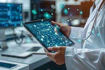 Person holding tablet with blue screen
