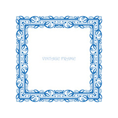 Vintage square frame with romantic floral ornament. Filigree geometric design elements and ornamental page decoration