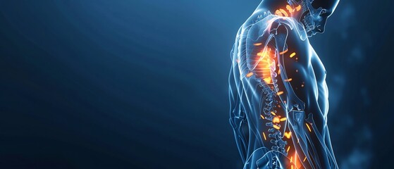 Highquality 3D rendering of person with severe back pain, medical illustration