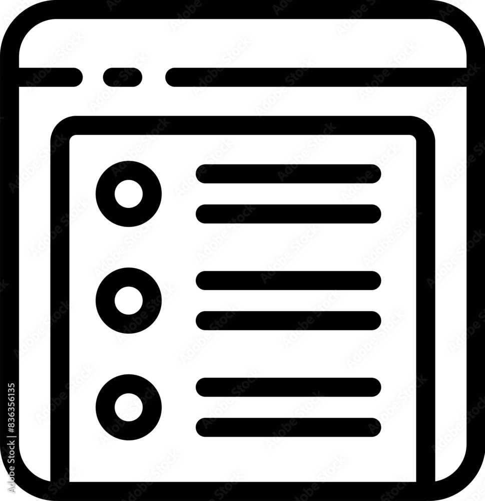 Poster black outline vector icon representing a web browser app interface