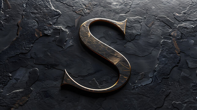 English "S" Logo on Dark Black Background