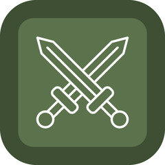 Sword Line Green Box Icon