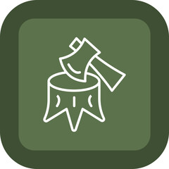 Deforestation Line Green Box Icon