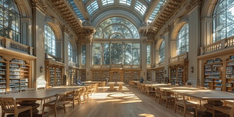 Fototapeta premium Tranquil Reading Room, generative ai