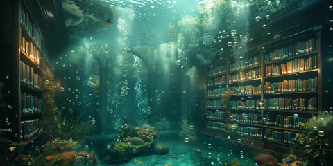 Underwater Library Oasis, generative ai