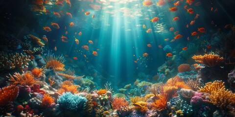 Colorful Marine Life in Coral Reef, generative ai