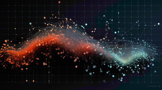 A scatter plot mapping out correlations between different market indices, characterized by vivid data points on a high-resolution monitor.