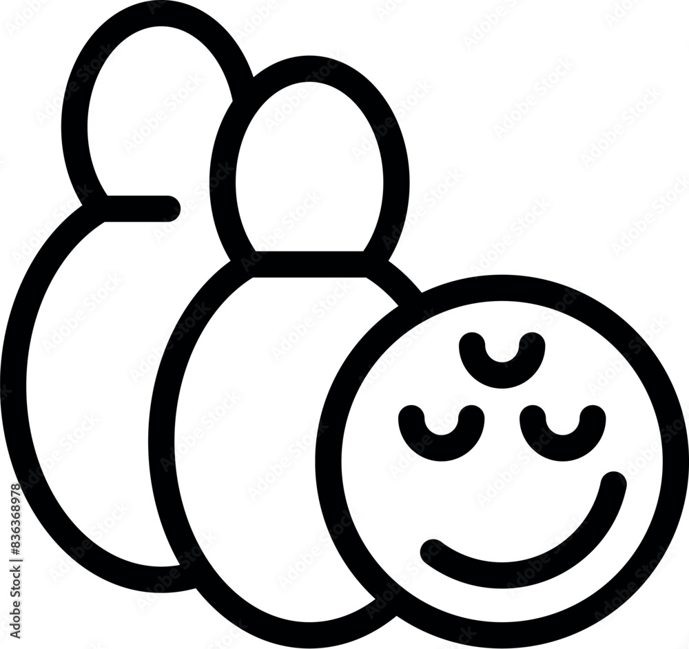 Sticker simple line icon featuring a cheerful bowling pin and ball with a happy face - Stickers