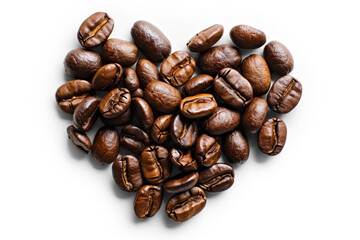 Naklejka premium heart made of coffee beans isolated on a transparent background maintaining a translucent shadow, PNG resource, ready for design