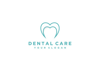 Dental logo with love symbol logo design template