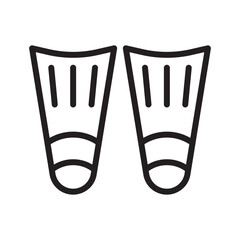 Fins line icon. Water park icon. Swimming pool icon isolated on white background. Transparent background, minimalist symbol. Vector images