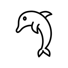 Dolphin line icon. Water park icon. Swimming pool icon isolated on white background. Transparent background, minimalist symbol. Vector images